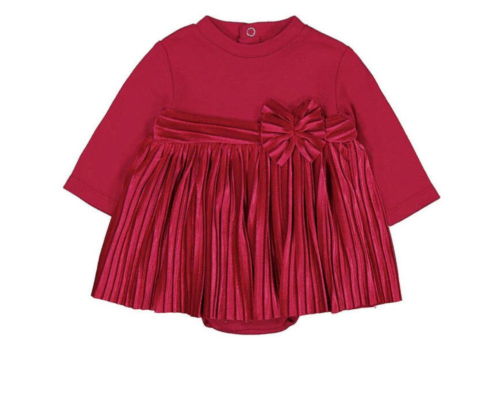 Red Matched Pleated Dress, Size: 1-2