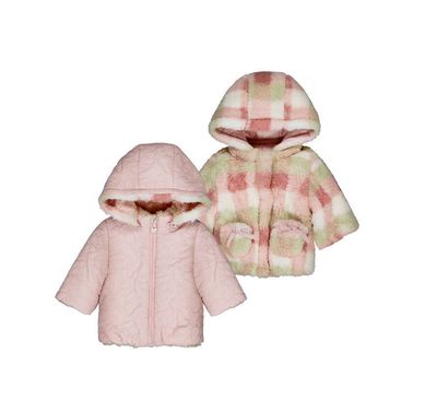 Pink Nude Plaid Reversible Coat