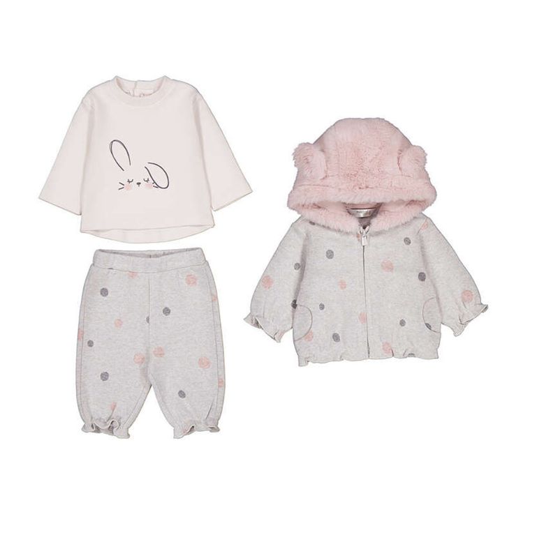 Marmol Vig Pink Poka Dot Bunny 3 Piece Tracksuit Set