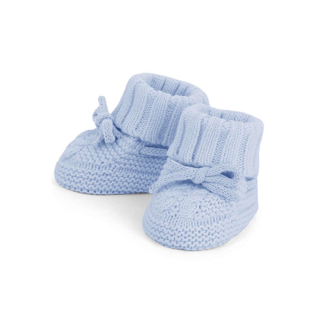 Sky Blue Knit Booties, Size: 0m