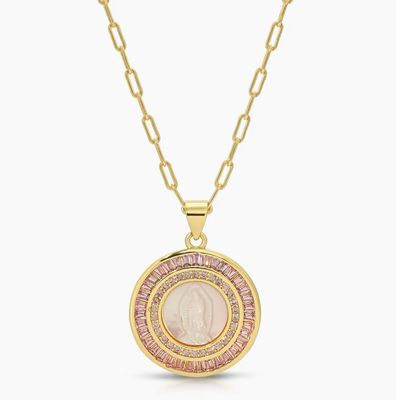 Pink Mother Mary Necklace