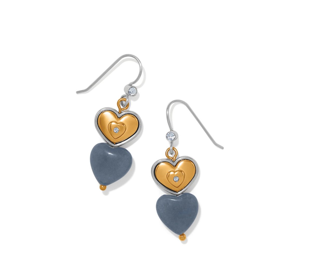 One Heart Duo Heart French Wire Earrings