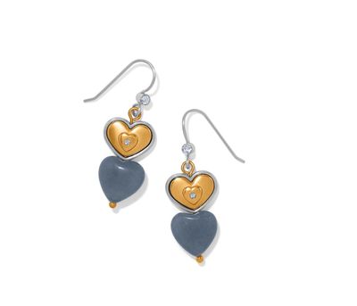 One Heart Duo Heart French Wire Earrings