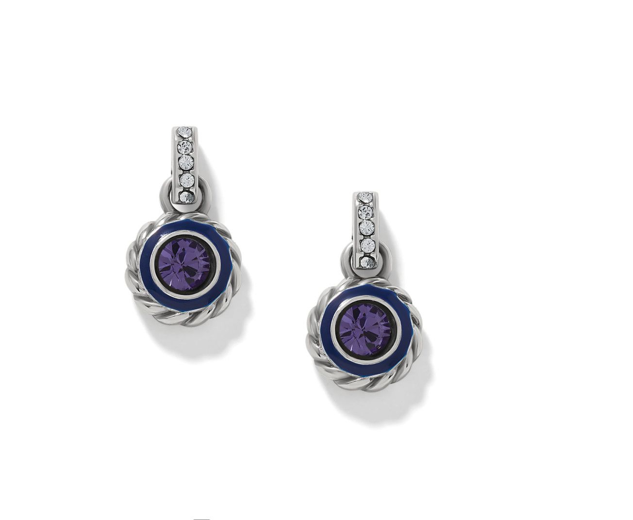 Tanzanite Halo Gemma Petite Round Post Drop Earrings