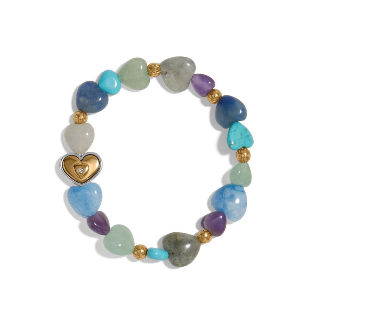 One Heart Multi Heart Bead Stretch Bracelet