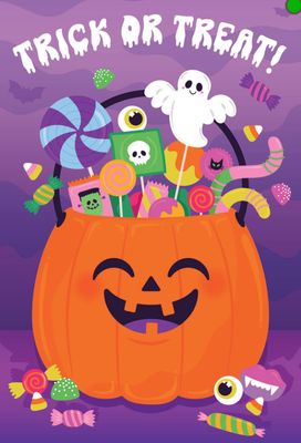 Halloween Vintage Candy Bucket Card