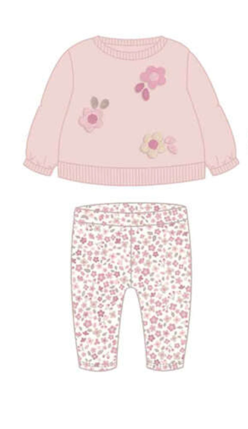 Cipria Pink Flower Pullover Legging Set, Size: 1-2