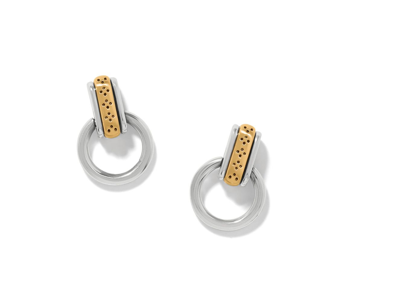 Mosaic Two Tone Mini Post Drop Earrings