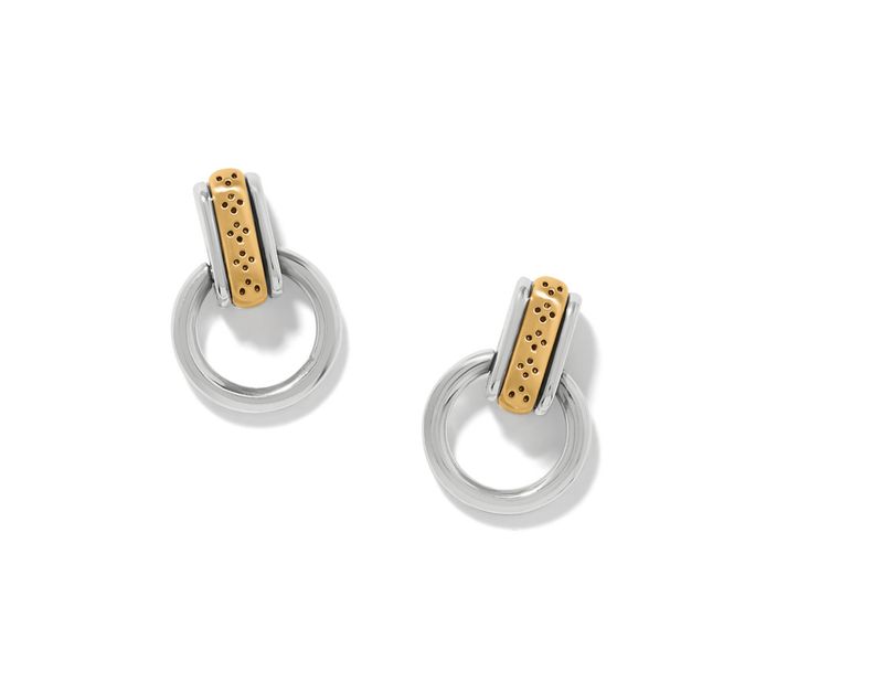 Mosaic Two Tone Mini Post Drop Earrings