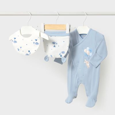 Sky Blue Balloon Bunny Onesie Gift Set