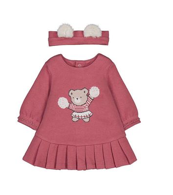 Plum Cheerleader Bear Jacquard Dress