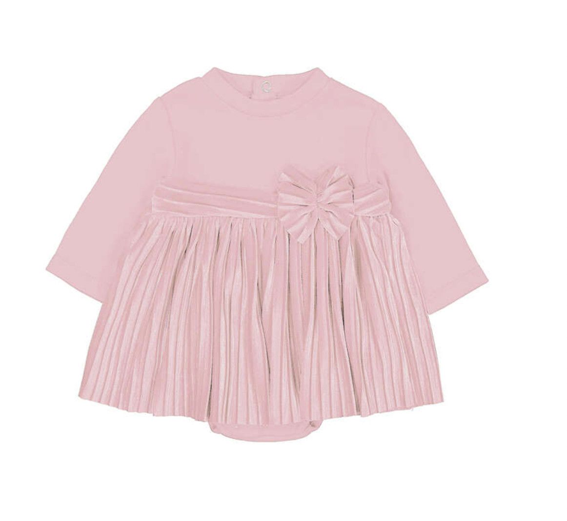 Pink Matched Pleated Dress, Size: 1-2
