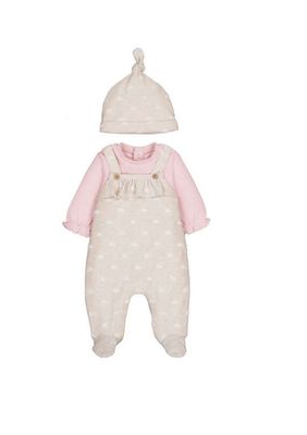 Rosa Baby Pink  Jacquard Romper &amp; Hat Set