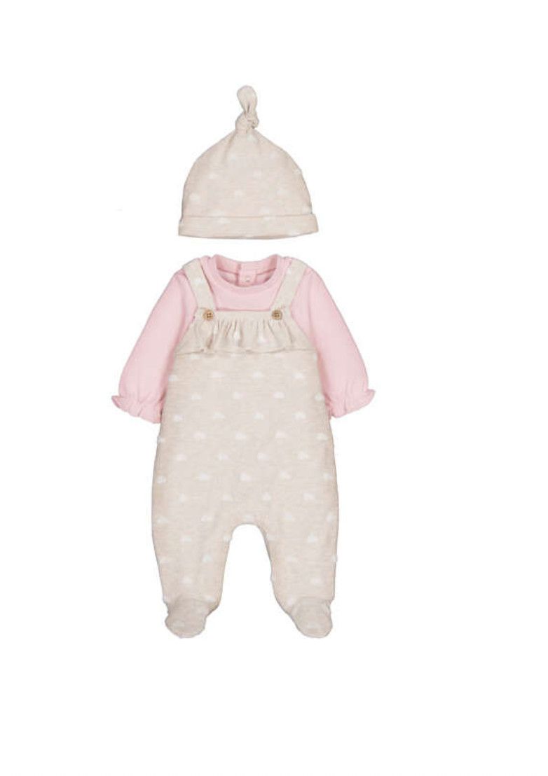 Rosa Baby Pink  Jacquard Romper &amp; Hat Set, Size: 0-1