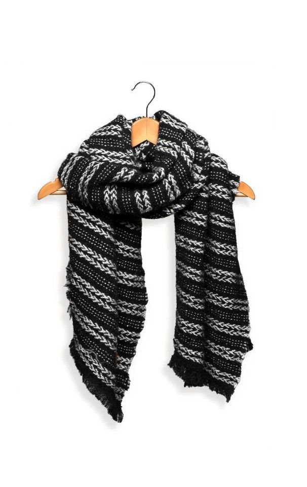 Black Cross &amp; Dotted Stripe Scarf