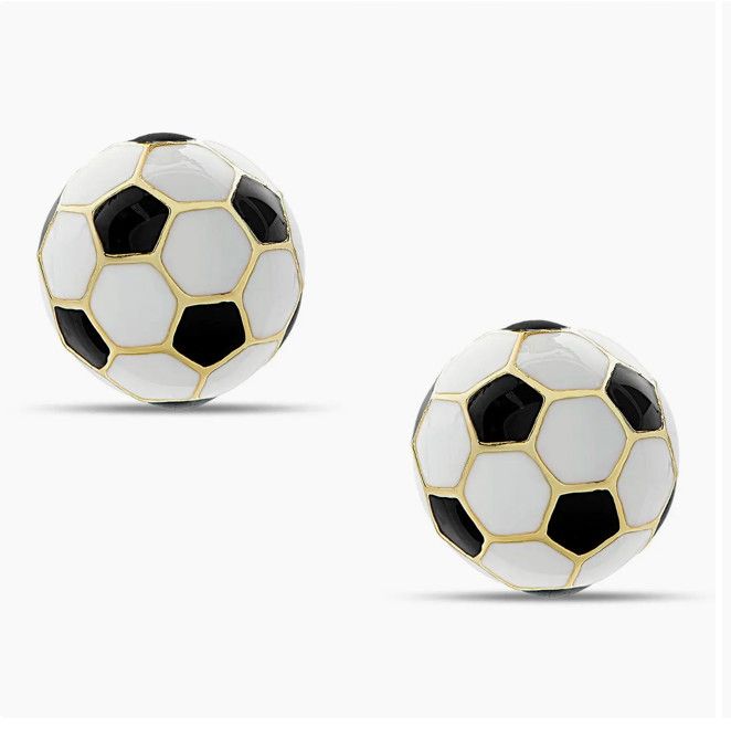 Black  3D Soccer Ball Stud Earrings