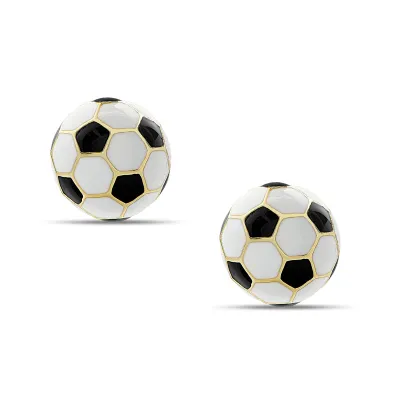 Black  3D Soccer Ball Stud Earrings