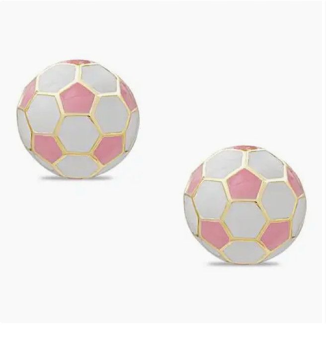 3D Pink Soccer Ball Stud Earrings