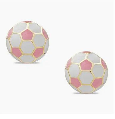 3D Pink Soccer Ball Stud Earrings