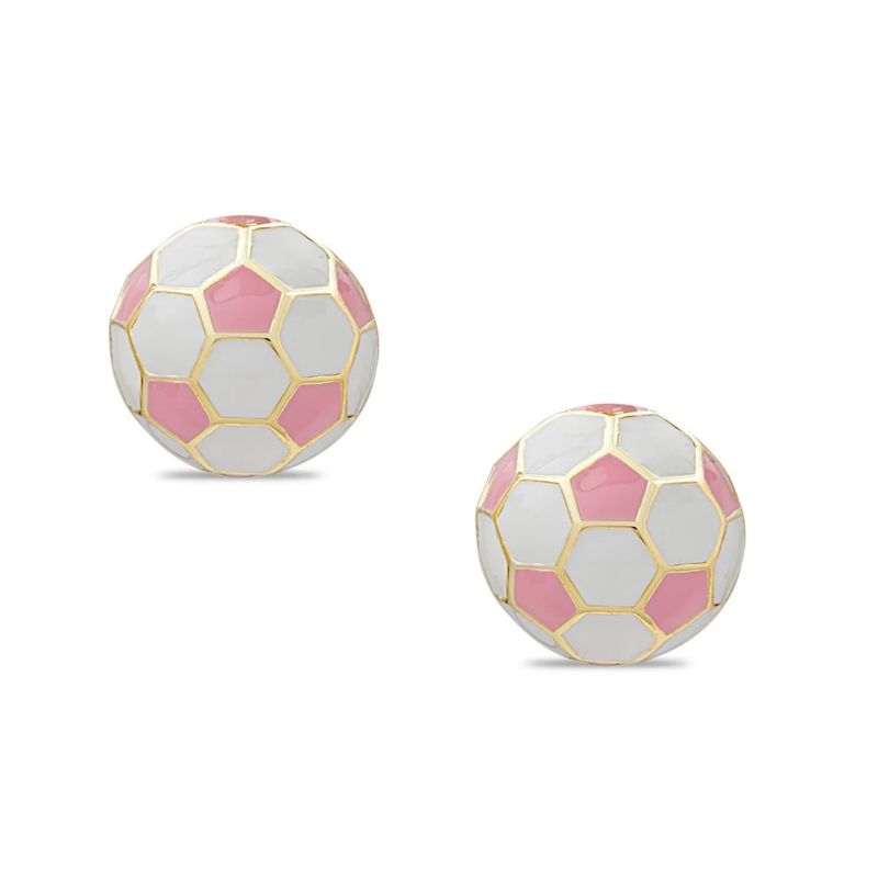 3D Pink Soccer Ball Stud Earrings