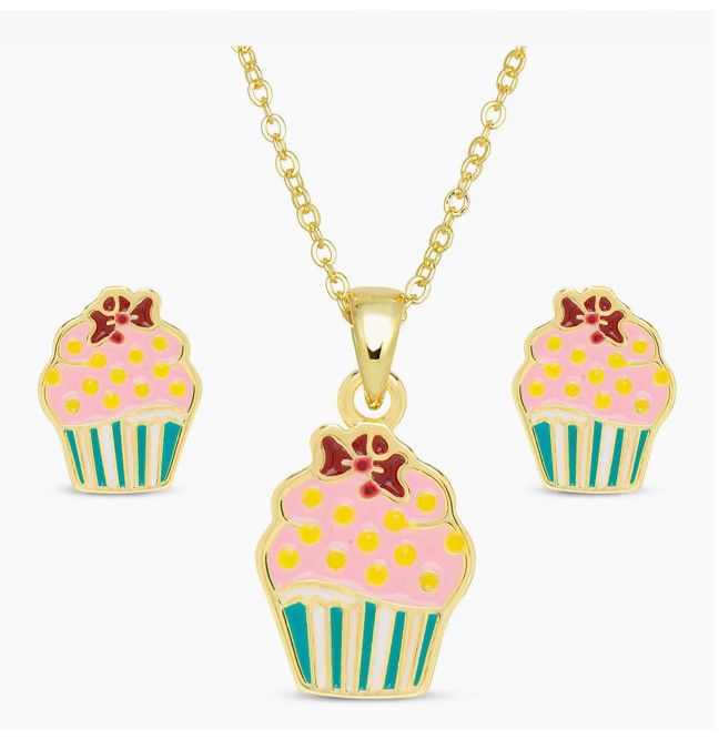 Cupcake Necklace and Earrings Set