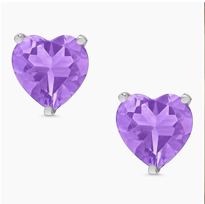 PurpleHeart Cz Stud Earrings in Sterling Silver