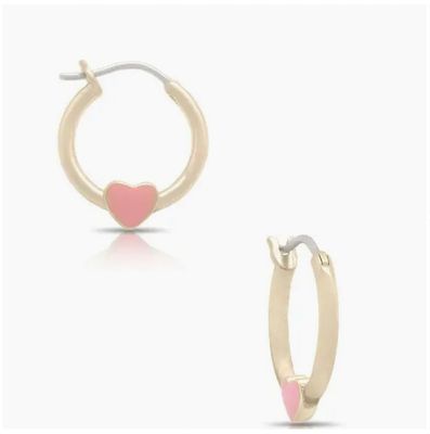 Pink Heart Hoop Earrings