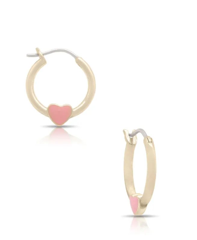 Pink Heart Hoop Earrings