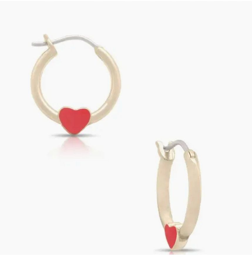 Red Heart Hoop Earrings