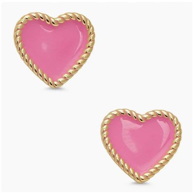 Pink Heart Twist Stud Earrings