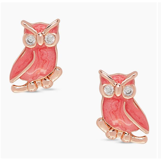 Rose Owl Stud Earrings