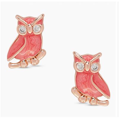 Rose Owl Stud Earrings