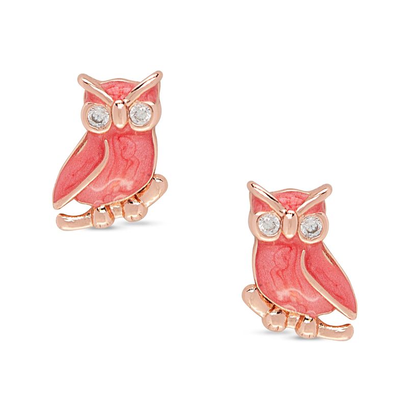 Rose Owl Stud Earrings