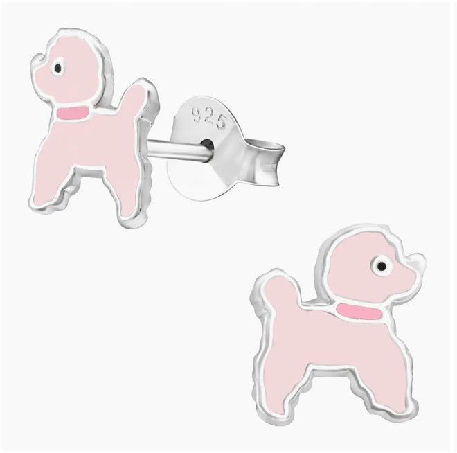 Pink Poodle Stud Earrings
