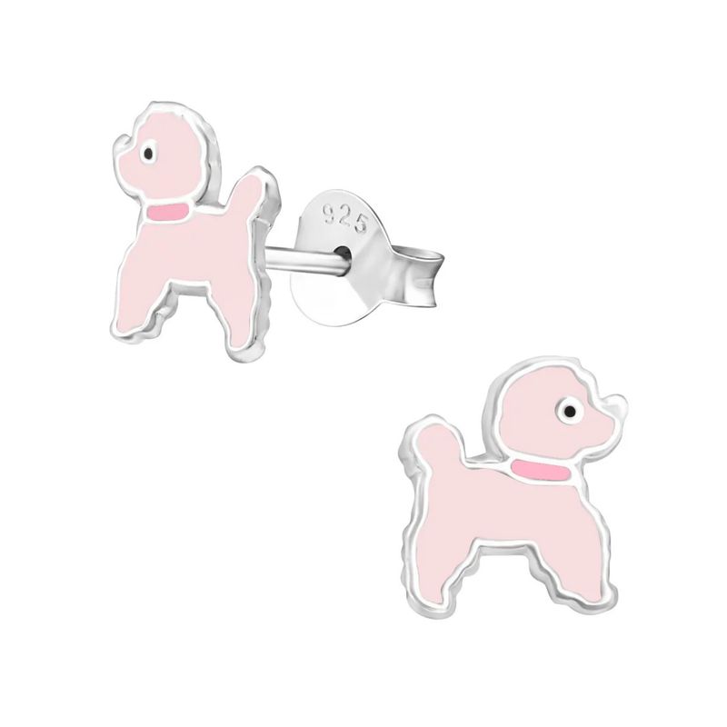Pink Poodle Stud Earrings