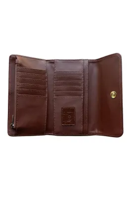 Pecan Faux Croc Marnie Mini Tri-fold Wallet