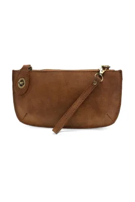 Walnut Faux Suede Mini Crossbody Wristlet Clutch