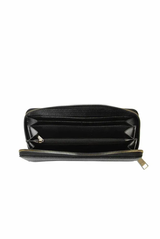 Black Rue Zip Around Wallet with Wristlet Strap