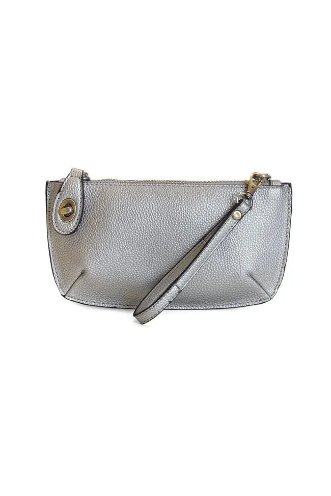 Metallic Silver Mini Crossbody Wristlet
