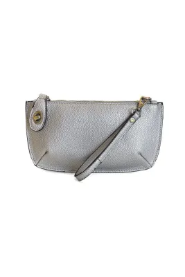 Metallic Silver Mini Crossbody Wristlet