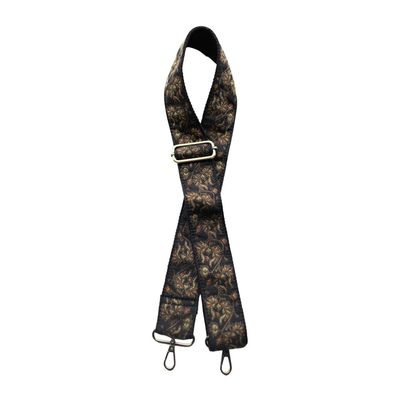 Leafy Vines Guitar Strap - Black