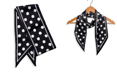 Black &amp; White Polka Dot Double Sided Scarf