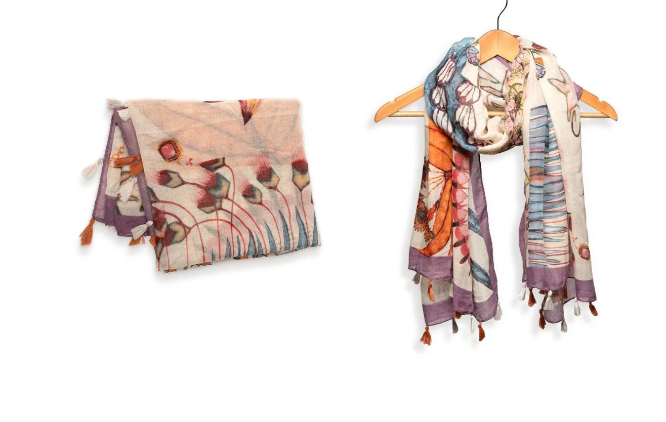 Floral Pop Art Tassel Scarf