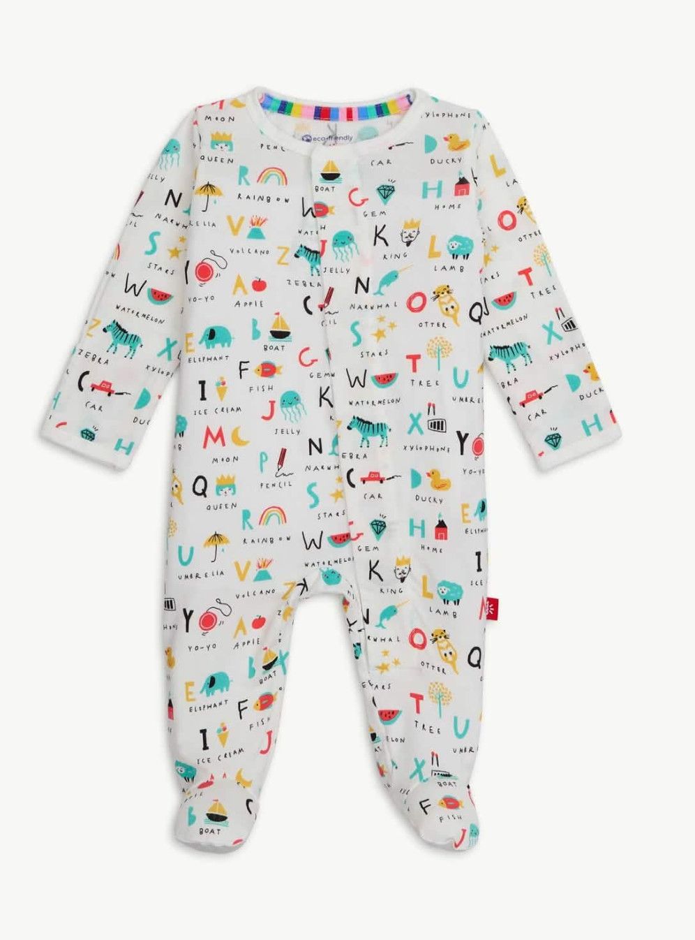 ABC Love Modal Magnetic Footie, Size: 0-3m