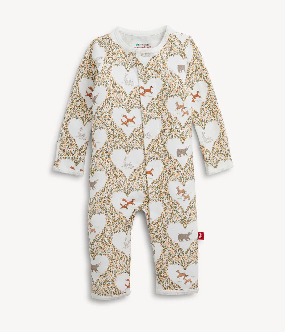 Animal Hearts Organic Cotton Magnetic Coverall, Size: 6-9m