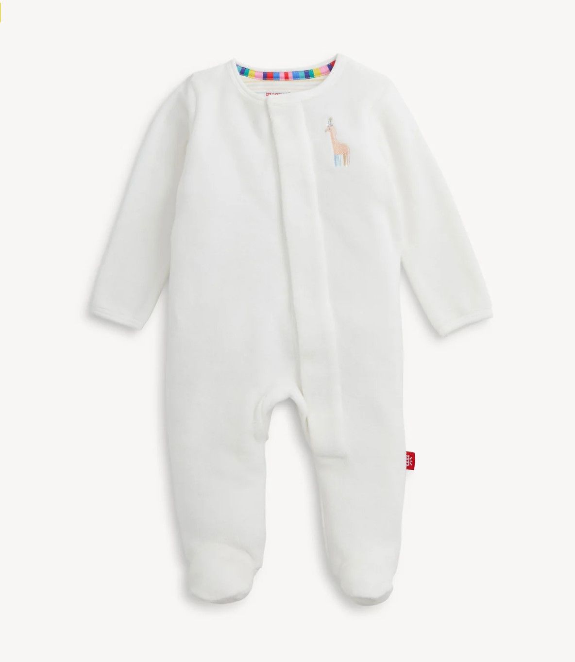 Giraffe Cream Velour Magnetic Footie, Size: 0-3m