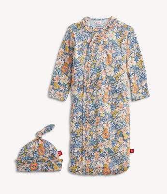 Flora Modal Magnetic Gown &amp; Hat Set Newborn -3m