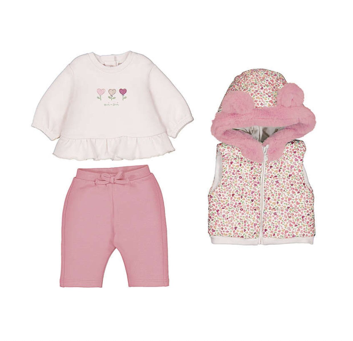 Cipria Pink Floral Vest Tracksuit, Size: 2-4