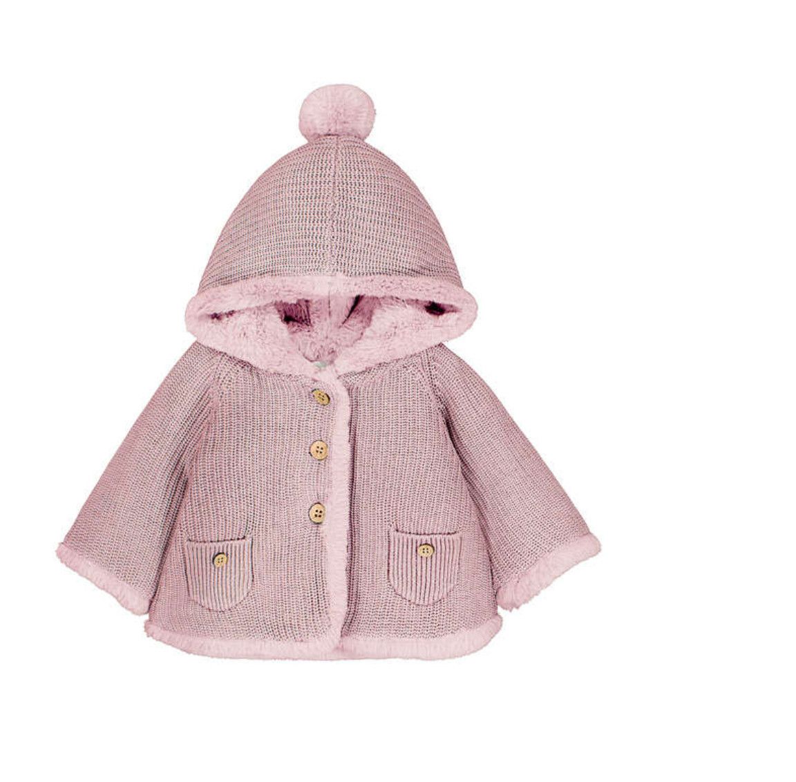 Baby Rose Pompon Knit Cardigan, Size: 2-4