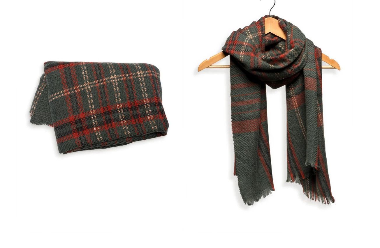 Pine Chevron Plaid Scarf
